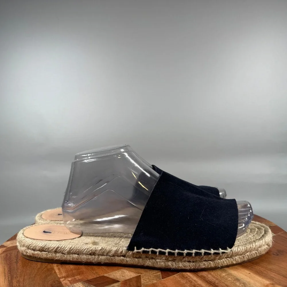 J.Crew Womens 11 Navy Blue Suede Espadrille Slide Sandals Made in Spain Flat